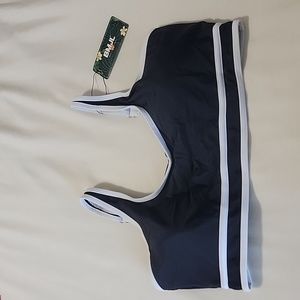 Women's BMJL bikini top, XL, black with white trim, adjustable straps